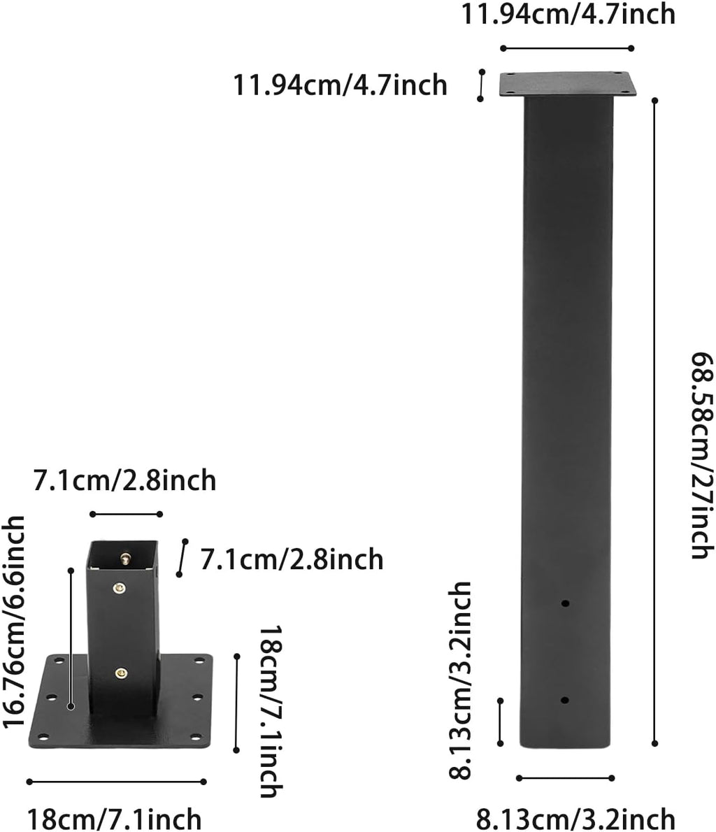 Mailbox Post with Post Base & Mounting Plate, Heavy Duty 4x4 Carbon Steel Mailbox Post for Outside, Weather Resistant