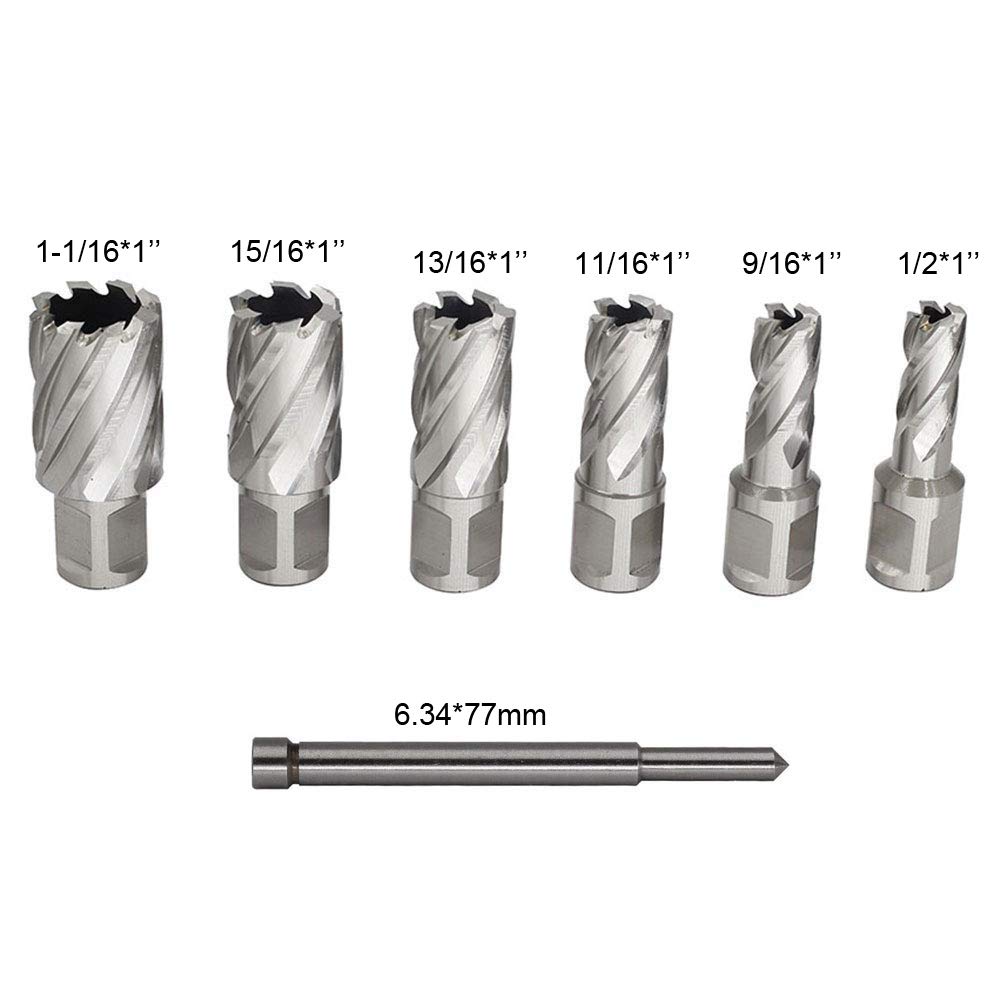 Annular Cutters Set JESTUOUS 3/4 Inch Weldon Shank 1 Cutting Depth 6pcs