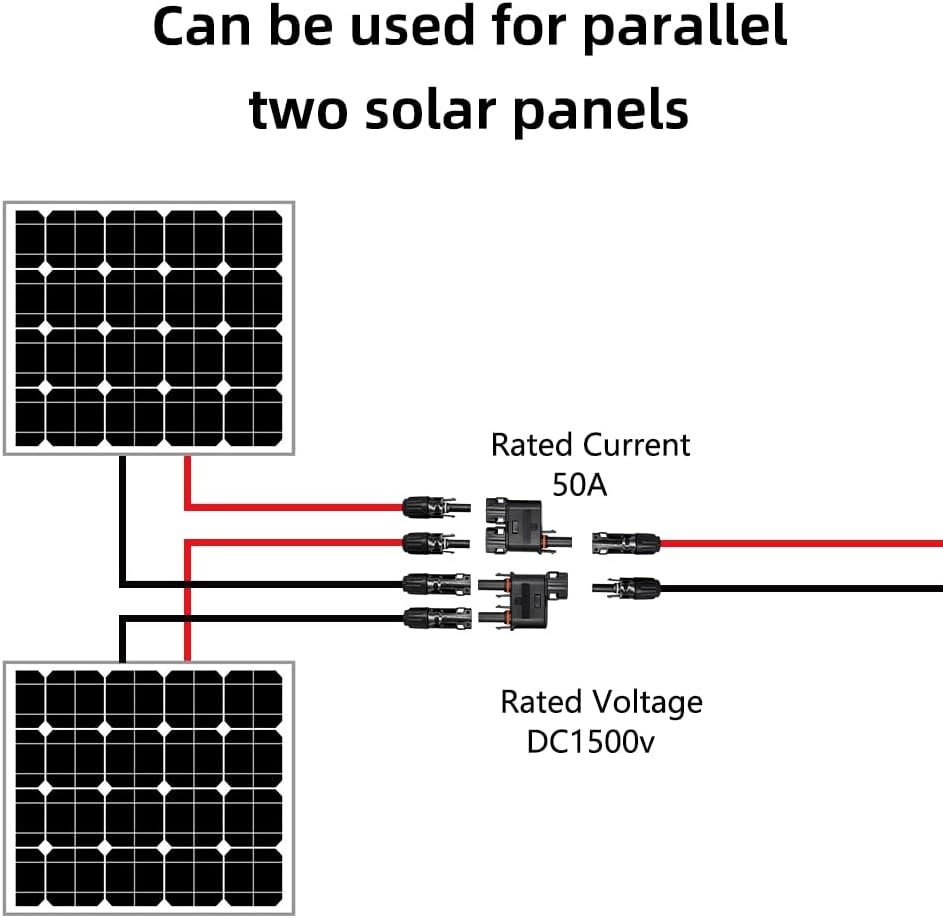 Solar Branch Connector IP68, 1500V FMM+MFF, Y Branch Adapter for Parallel Connection Between Solar Panels, 1 Pairs (2