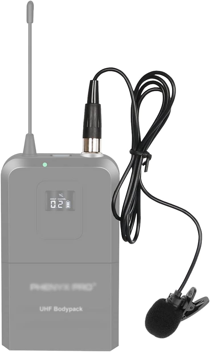 Lavalier Lapel Microphone with Mini XLR Jack, Hand-Free Clip-on Lapel Mic Compatible with Wireless Mic System UHF