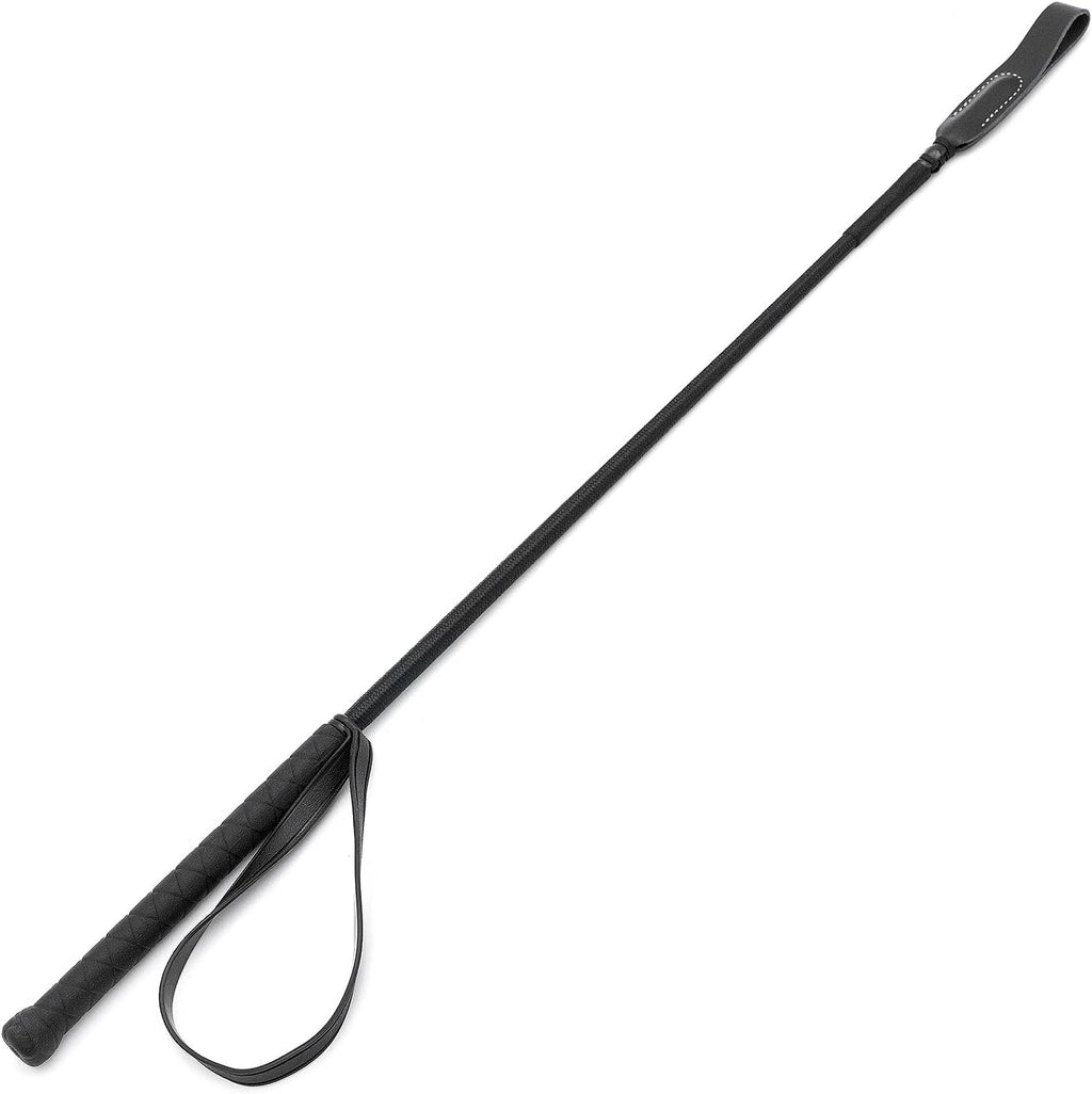 Equine Horse Riding Crop for Equestrian Training – Durable Fiberglass Shaft with Leather Slapper & Rubber Grip –