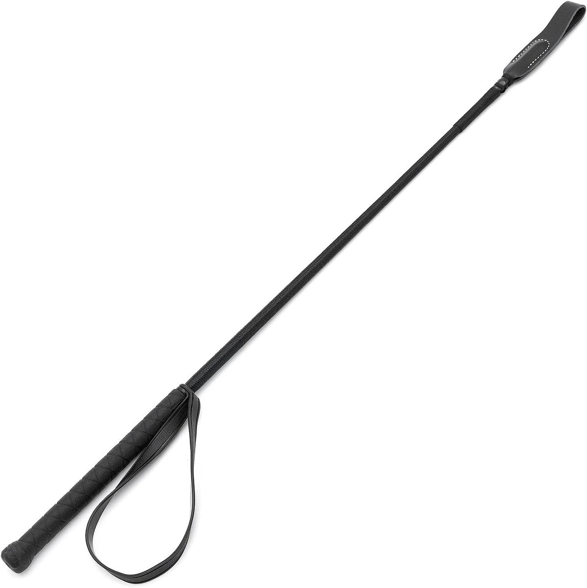 Equine Horse Riding Crop for Equestrian Training – Durable Fiberglass Shaft with Leather Slapper & Rubber Grip –
