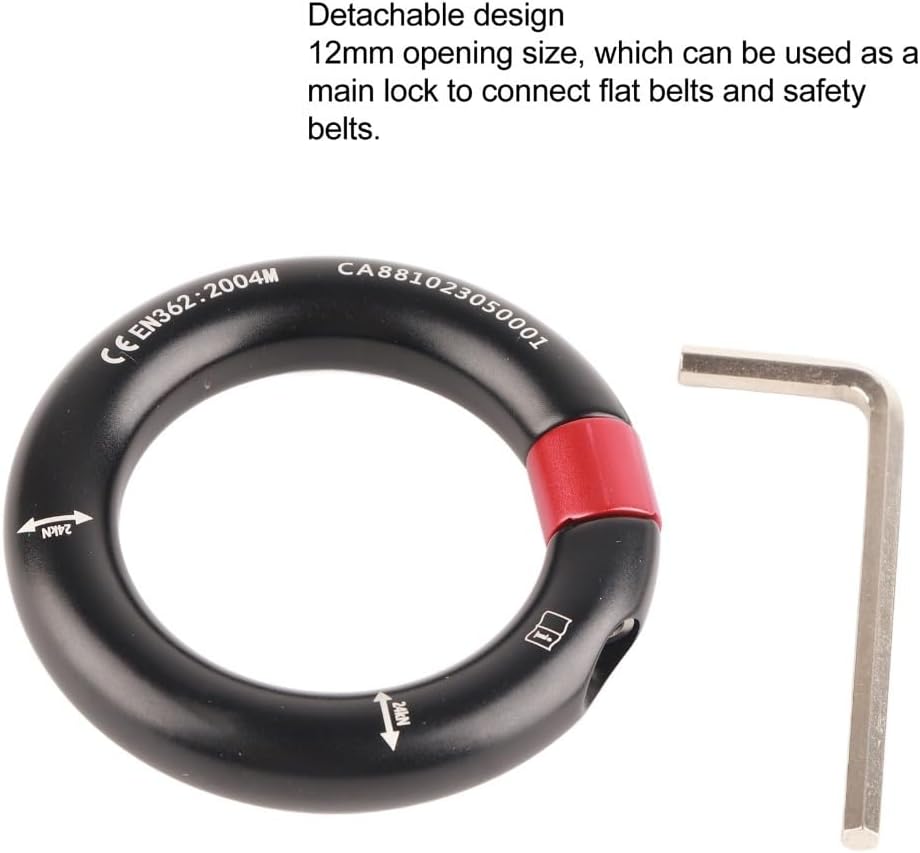 24kN Aluminum Rappel Ring - Heavy Duty 12mm Opening O-Ring Connector for Outdoor Rock Climbing, Arborist Rescue &