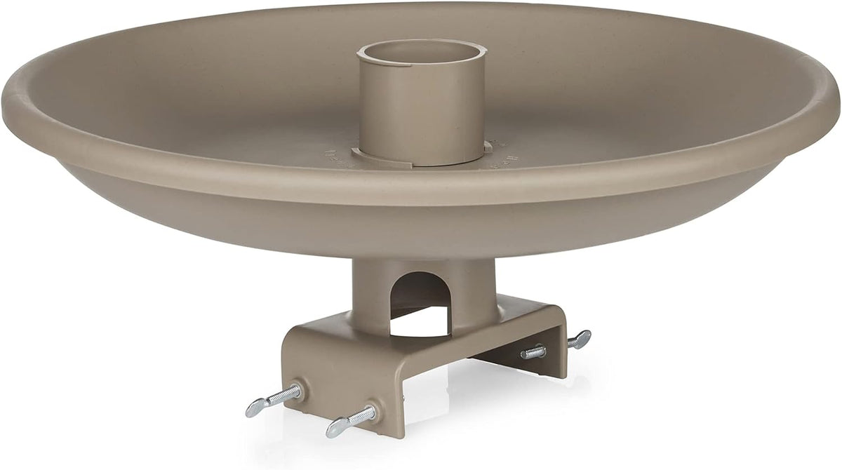 Heated Outdoor Plastic Birdbath, 150 Watts, Deck Mount, Tan