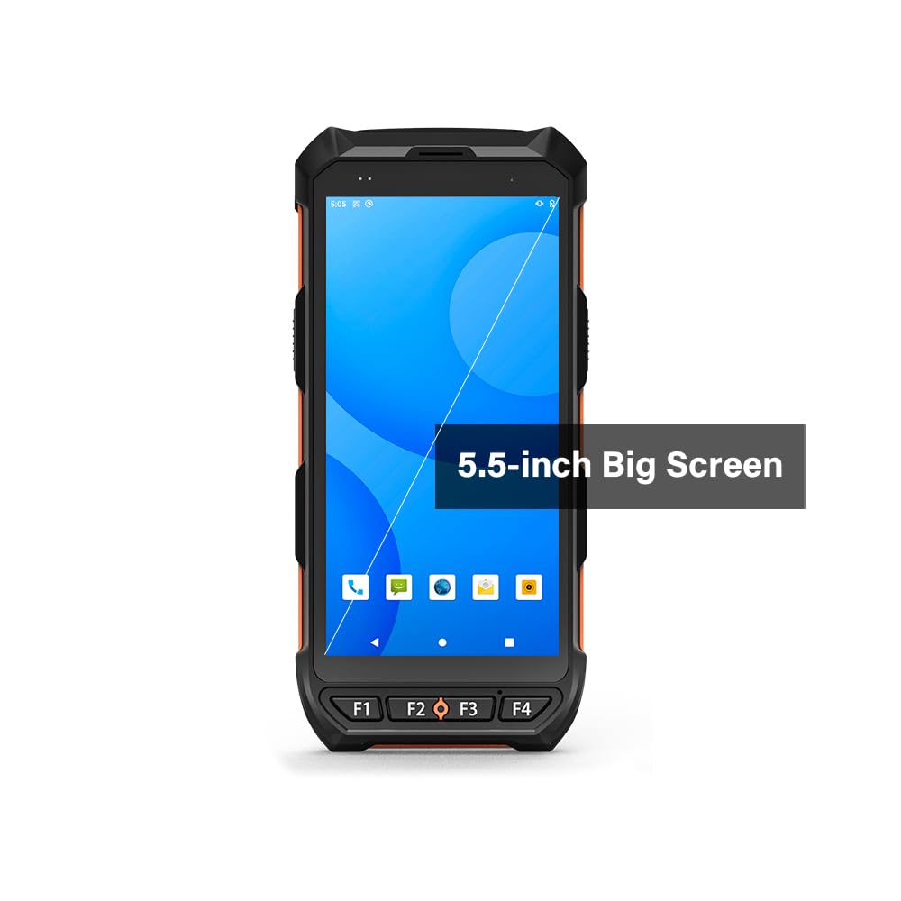 Android 13 Barcode Scanner Handheld Mobile Computer, 5.5-inch Touchscreen PDA Scanner with Integrated Honeywell 1D &