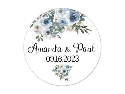 Personalized Stickers for Wedding and Bridal Shower Favors, 3" Round Labels for Gift Boxes and Welcome Bags, 30pc
