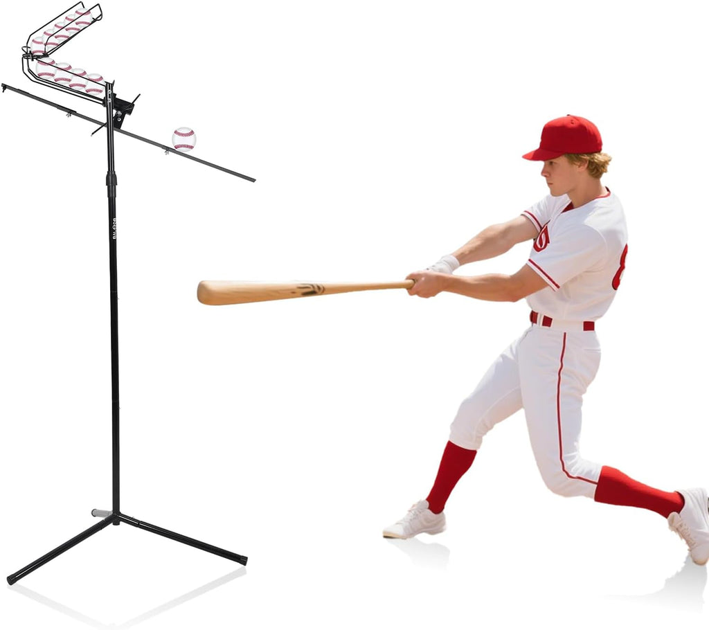 Baseball Soft Toss Pitching Machine | Training System, Support Auto & Manual Ball Drop, Height Adjustable, Hold Up to