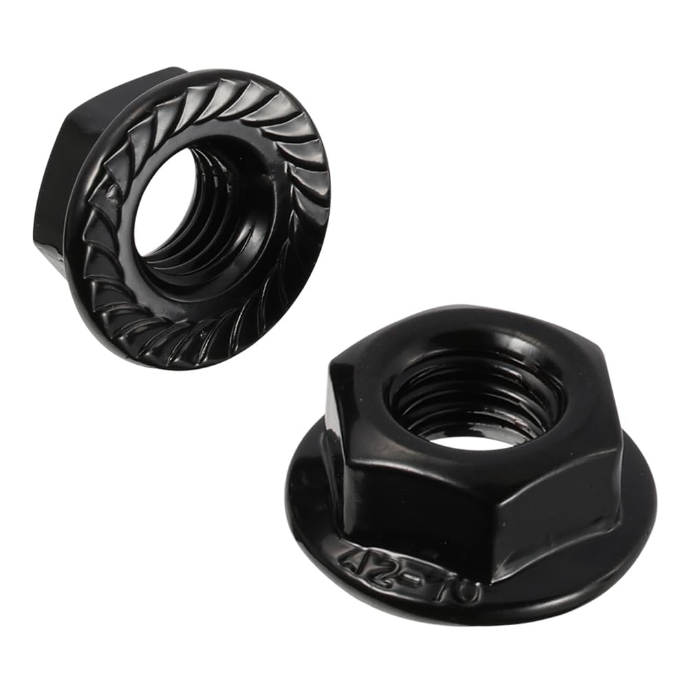 M4-0.7 Serrated Flange Hex Nuts Flanged Locknuts, 304 Stainless Steel 18-8, Black Finish, 50 PCS