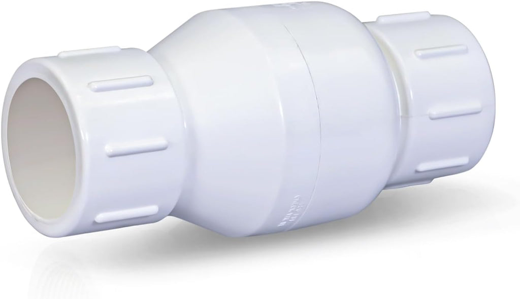 MIDLINE VALVE PVC Inline Check Valve for Backflow Prevention 1-1/2'' Solvent Connections White Plastic