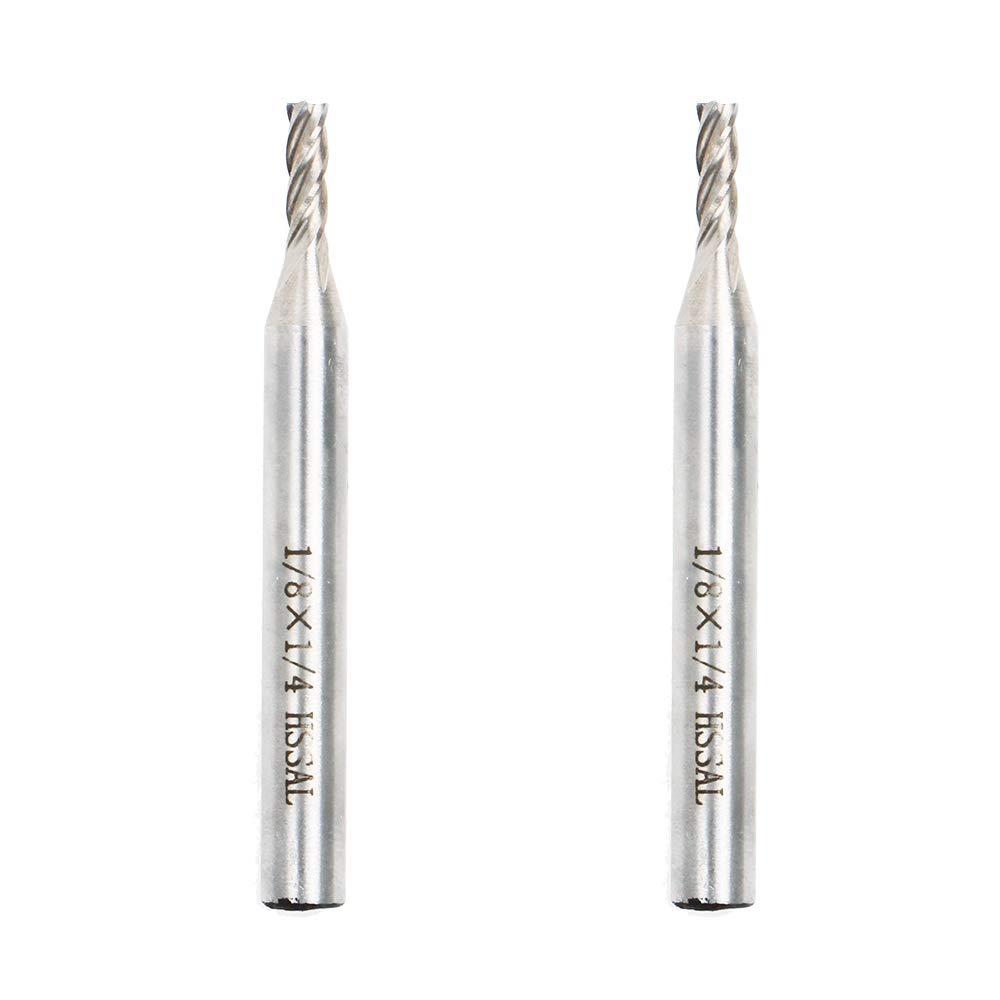 1/8" HSS 4 Flute End Mill Cutter 2PCS CNC Milling Bits