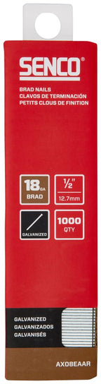 AX08EAAR 1/2" 18 Gauge Brad Nails, Galvanized Finish 1,000 Count Pack