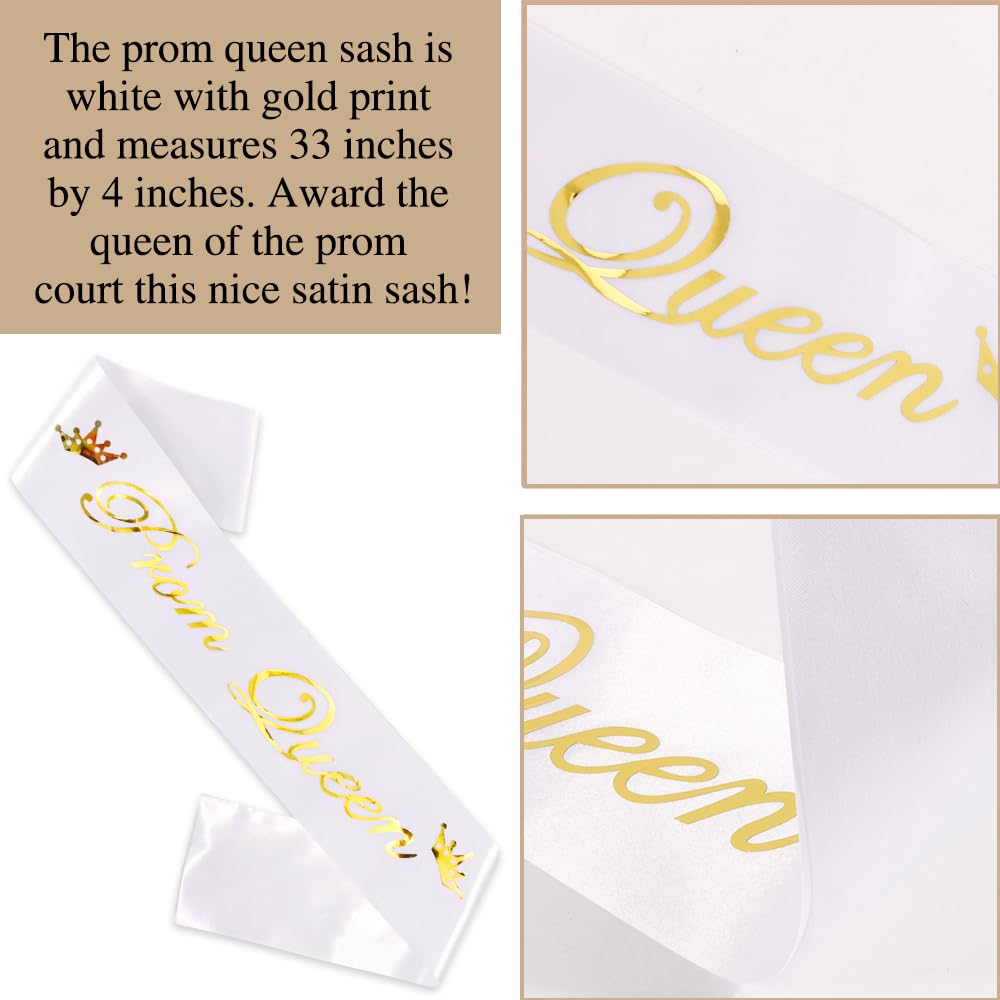 Prom Queen Sash and Tiara Set, Silver Tiaras and Crowns for Women, Prom Queen for Halloween Costume Cosplay Prom