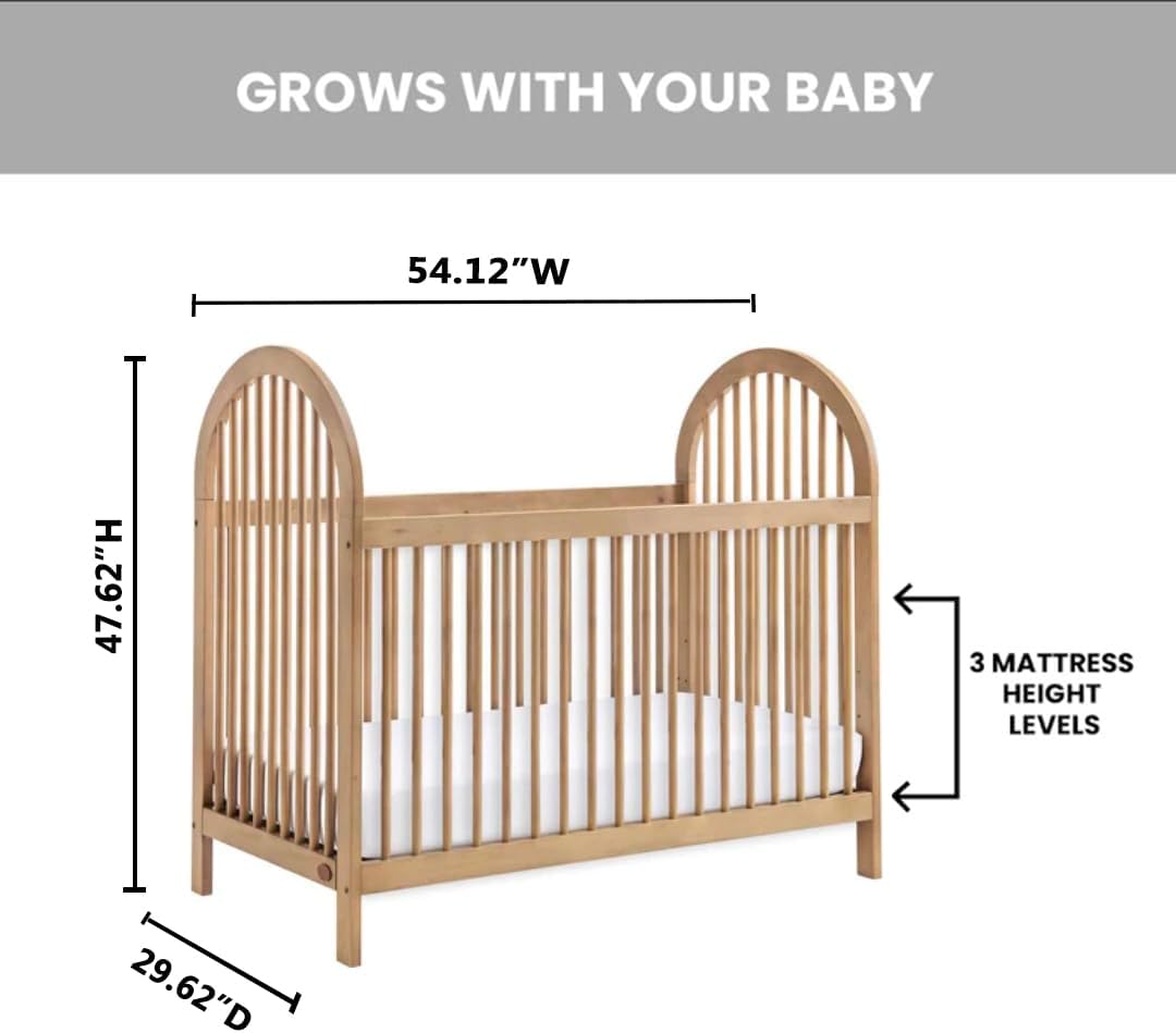 Everlee Convertible Island Crib, Honey Wood