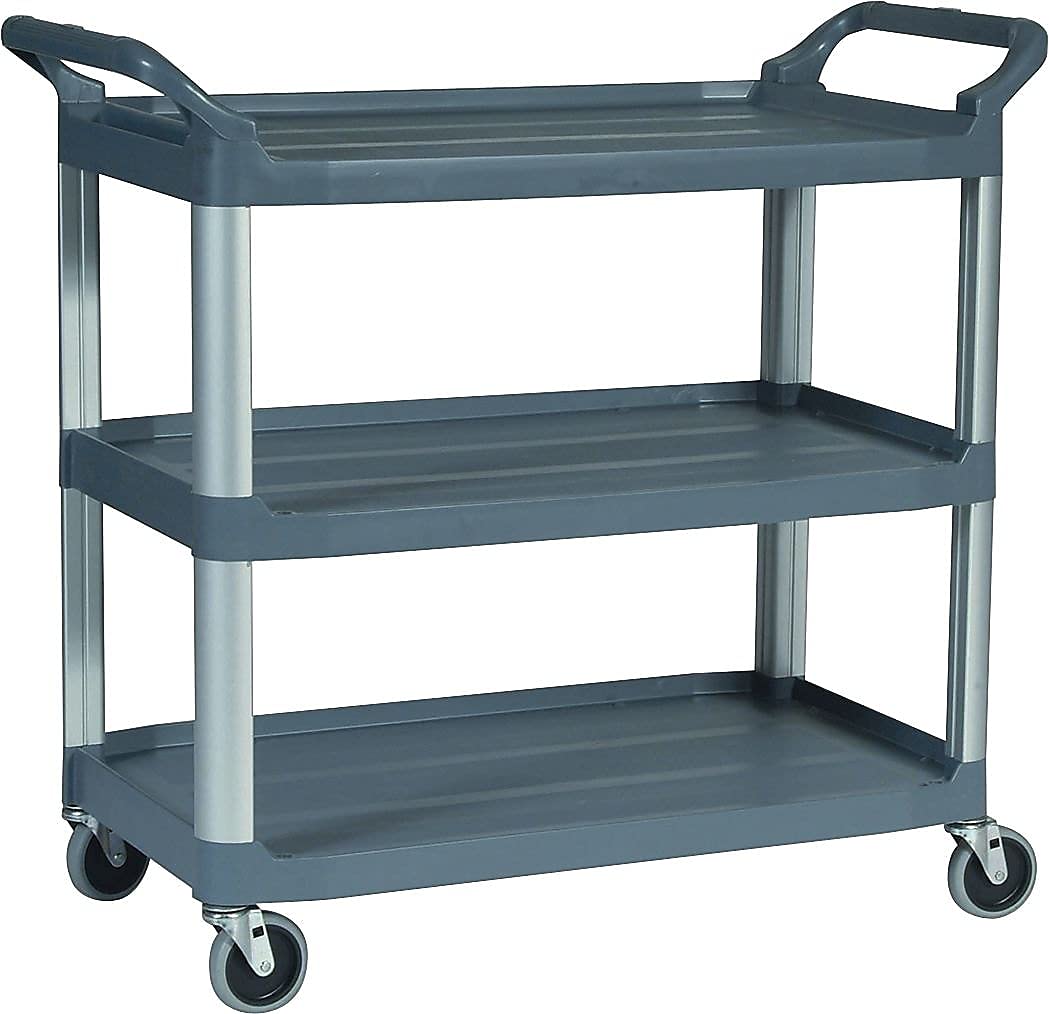 3-Shelf Service Push Cart, 300lb, White