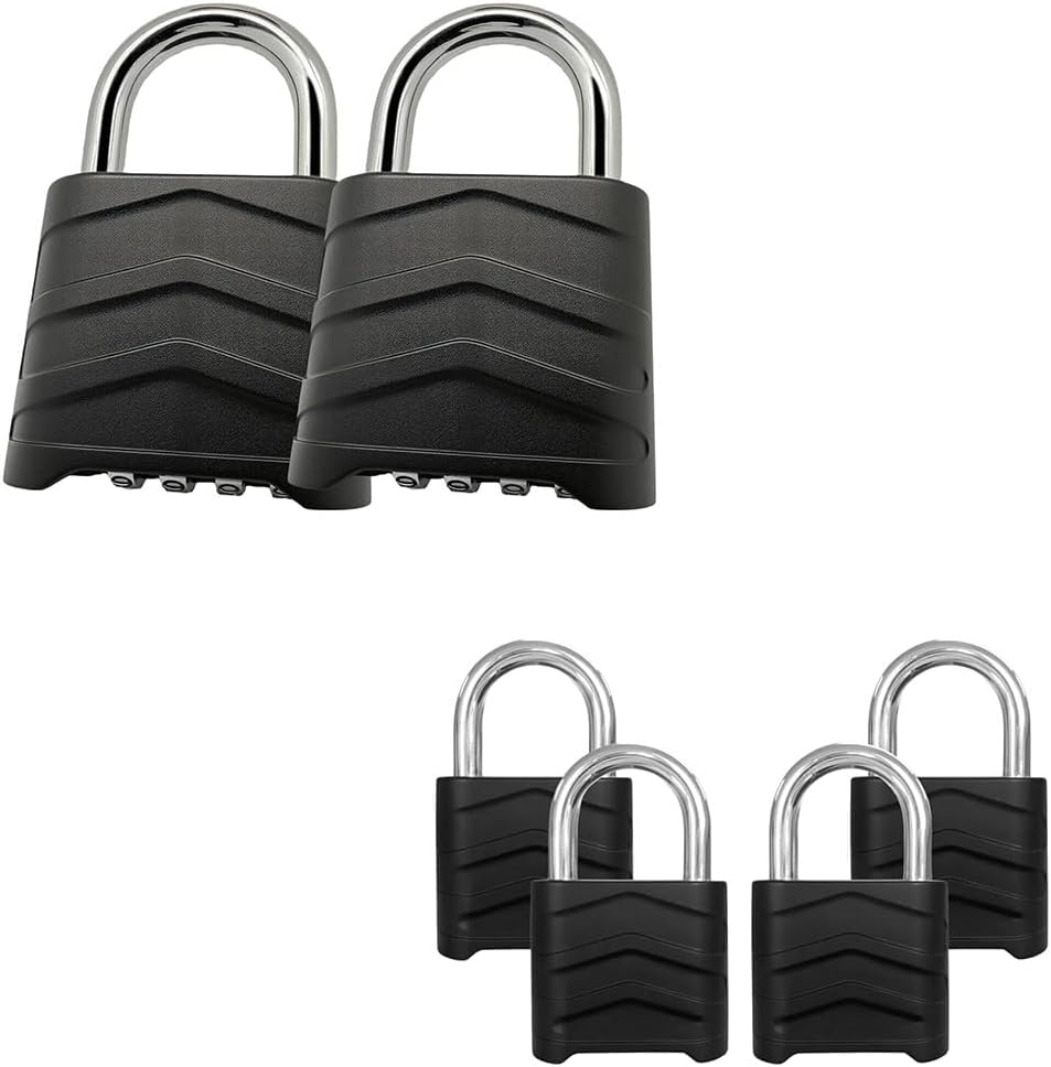 Combination Padlock Bundle – 6PCS 55mm Weatherproof Uncuttable 4-Digit for Warehouse/Home