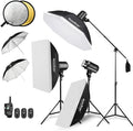 750W Studio Strobe Flash Light Kit, 3-Light Godox Strobe Lighting Kit for Photography, 3x250W 5600K Monolights with
