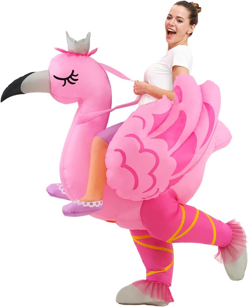 Inflatable Flamingo Costume Adult, Inflatable Costumes Women, Pink Flamingo Funny Suit Blow Up Costume for Adults
