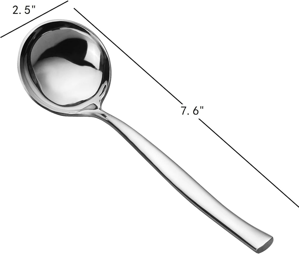 Set of 4 Stainless Steel Gravy Ladles, Small Sauce Ladle Set | 7.6-Inch Mini Serving Ladle Spoons for Soup, Gravy