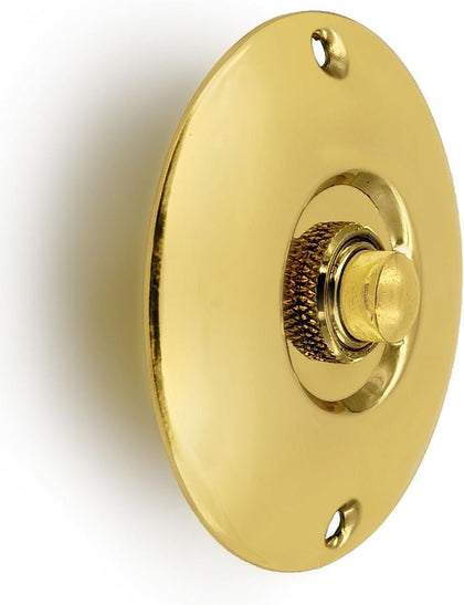 Doorbell Push Button, Solid Brass, Polished Lacquered Finish | 3 inches Diamter, Decorative Push Button Doorbell