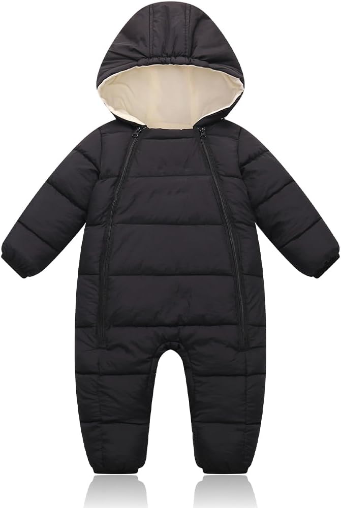 Infant Toddler Snowsuit Cute Newborn Winter Coat Warm Hooded Jumpsuit for Boys Girls 0-24 Months