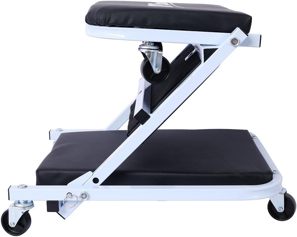 2 in 1 Mechanic Creeper Seat, Rolling Z Creeper with 6 Wheels, Heavy Duty Garage Stool & Low Profile Automotive