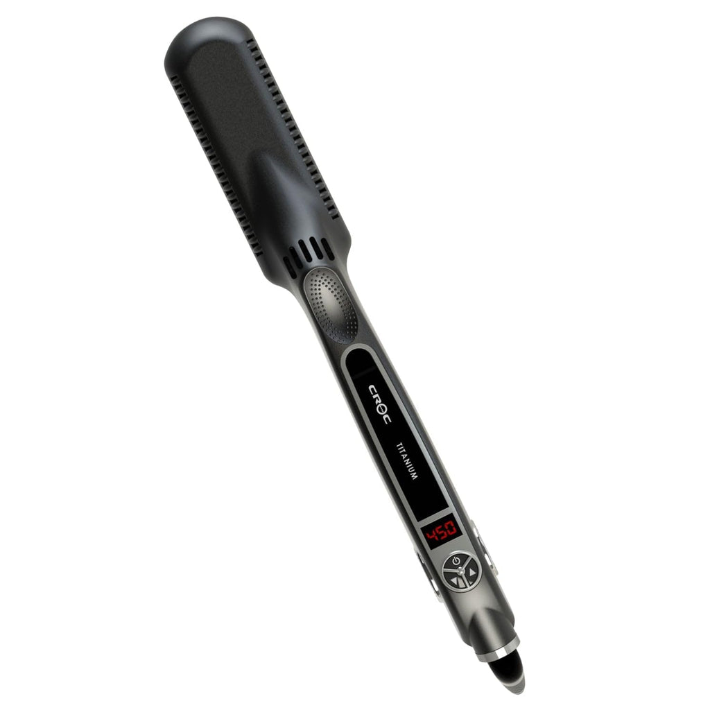 Classic Silver Titanium Flat Iron Hair Straightener, 1.5 Inch