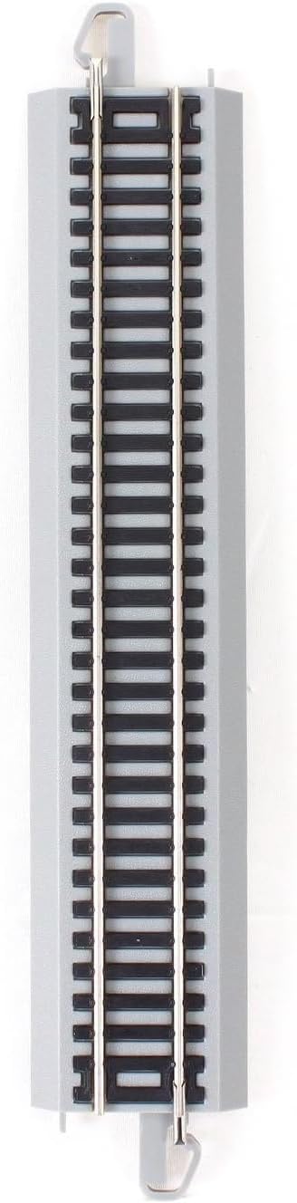 Trains 9" Straight Track 4PK NS Rail with Gray Roadbed HO Scale | Snap-Fit E-Z Track, 9” Straight Track (4/card)
