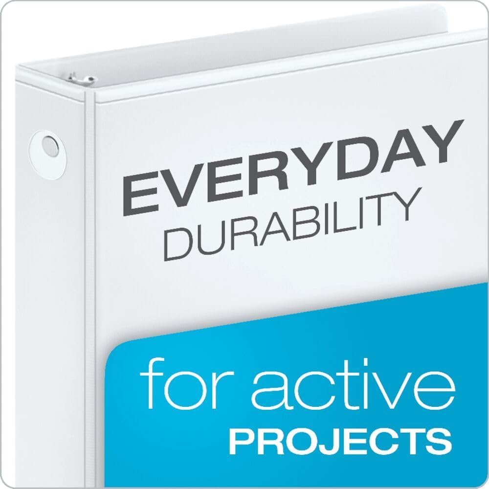 1 Inch 3 Ring Binders, White, 12 Pack, Round Ring Binder, Holds 225 Sheets, PVC Free, Customizable Covers, 2 Pocket