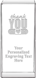4.5" Signature Thank You with Band Aid Crystal Award, Custom Engraved Thank You with Band Aid Trophy, Engraving Included