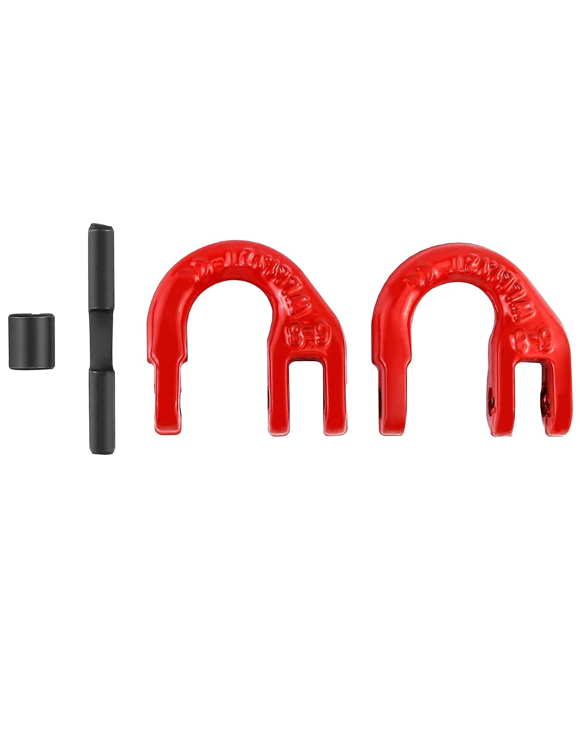 QWORK G80 Alloy Steel Hammerlock Coupling Link Connecting Link, 1/4", Red Painted, 2645 lbs Working Load Limit, 2 Pack