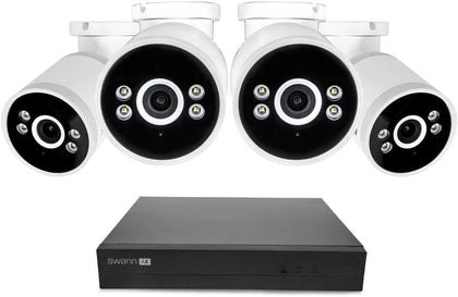 AdvancedX Wired NVR 4K Security Camera System, 8 Channels, 4 PoE Cameras Outdoor, 1TB HDD Storage, Color Night