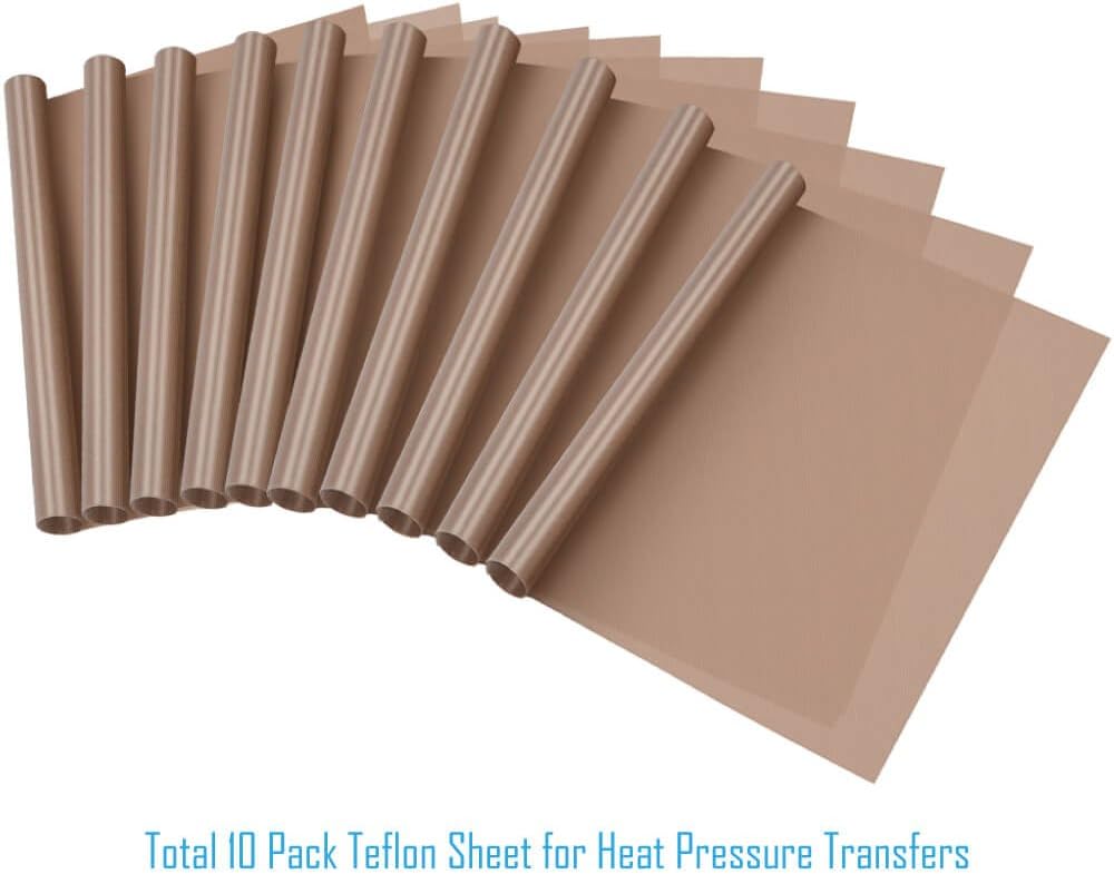 10 Pack PTFE Teflon Sheet for Heat Press 16" x 24" Non Stick Heat Resistant Craft Mat