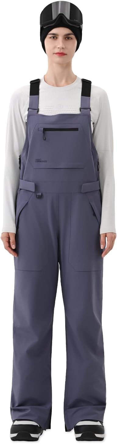 Womens Ski Bibs 3L Snowboard Overalls Snow Pants | 30K Waterproof, 25K Breathable, Fitted Fit, Inner Thigh Vents