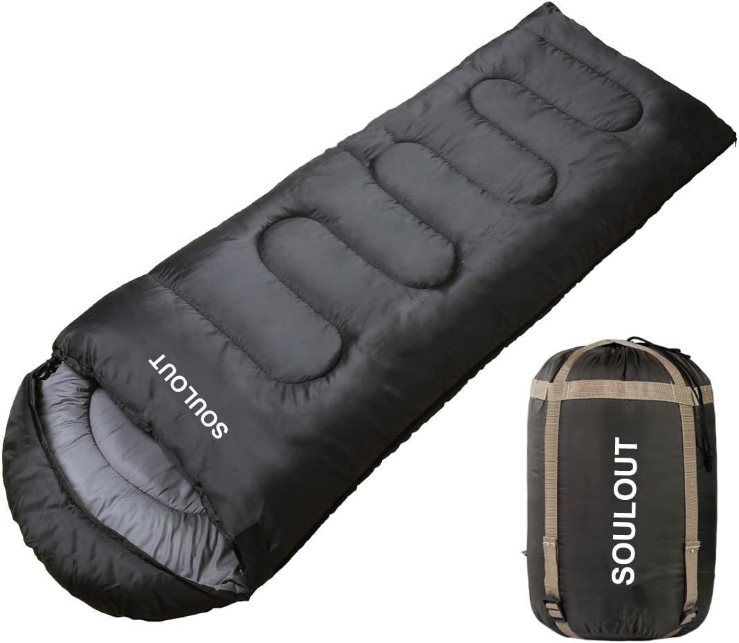 3-4 Season Sleeping Bag for Adults & Kids, Lightweight Warm Cold Weather Camping Bag with Waterproof Compression Sack