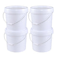 4 Gallon White Plastic Food Grade Bucket Pail with Handle, 4-Pack