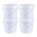 4 Gallon White Plastic Food Grade Bucket Pail with Handle, 4-Pack