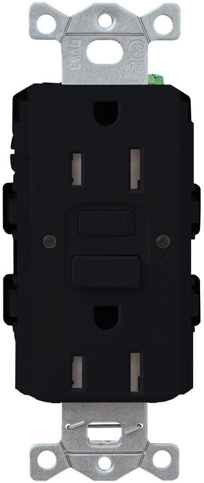 Lutron 15 Amp Tamper-Resistant GFCI Duplex Receptacle in Black