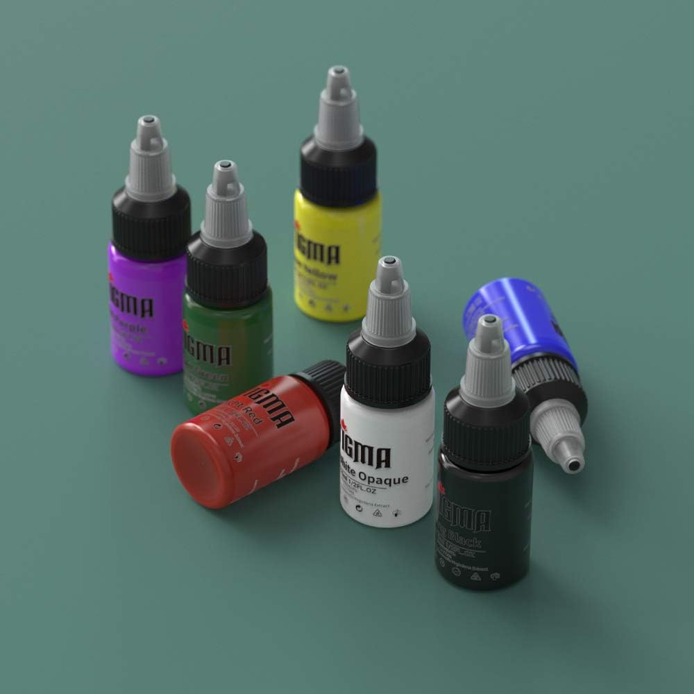 Professional Tattoo Ink Color Set 7 Colors with 15 ml 1/2oz per Bottle Tattoo Ink Set for Tattoo Artist and Beginners