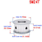 5M 24T Timing Pulley 5mm Pitch 10mm Bore 27mm Tooth Width Aluminum Synchronous Wheel Without Step for 25mm Width Belt (5M 24T; Tooth Width:27mm, bore:10mm, 1)