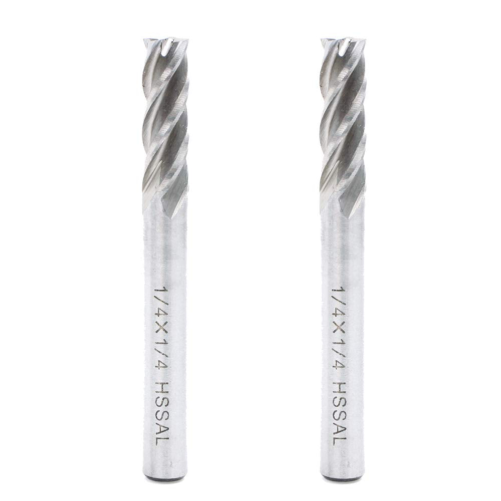 1/4" HSS 4 Flute End Mill Cutter 2PCS CNC Milling Bits