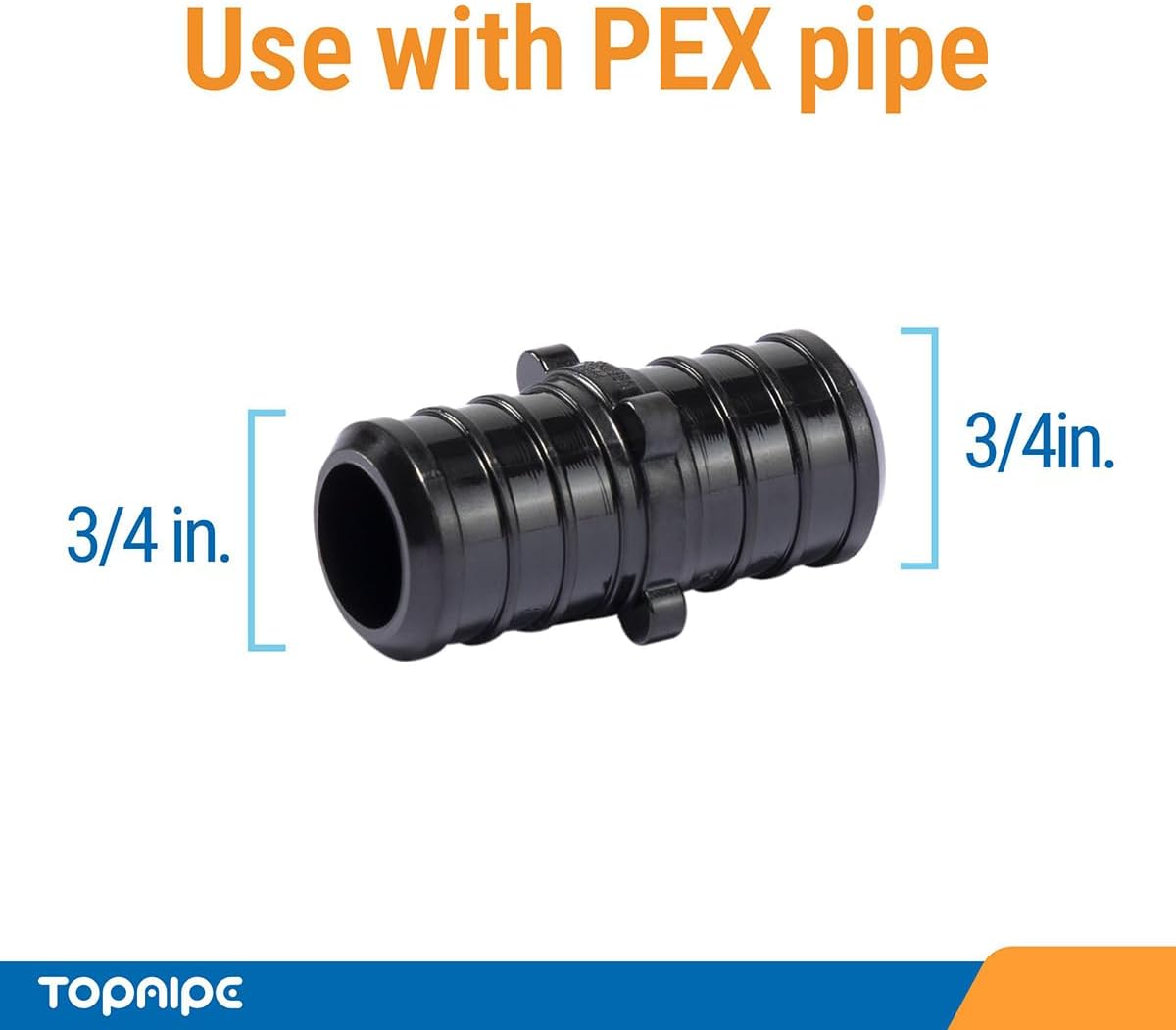 (Pack of 10) Topaipe 3/4 Inch PEX Poly Crimp Coupling