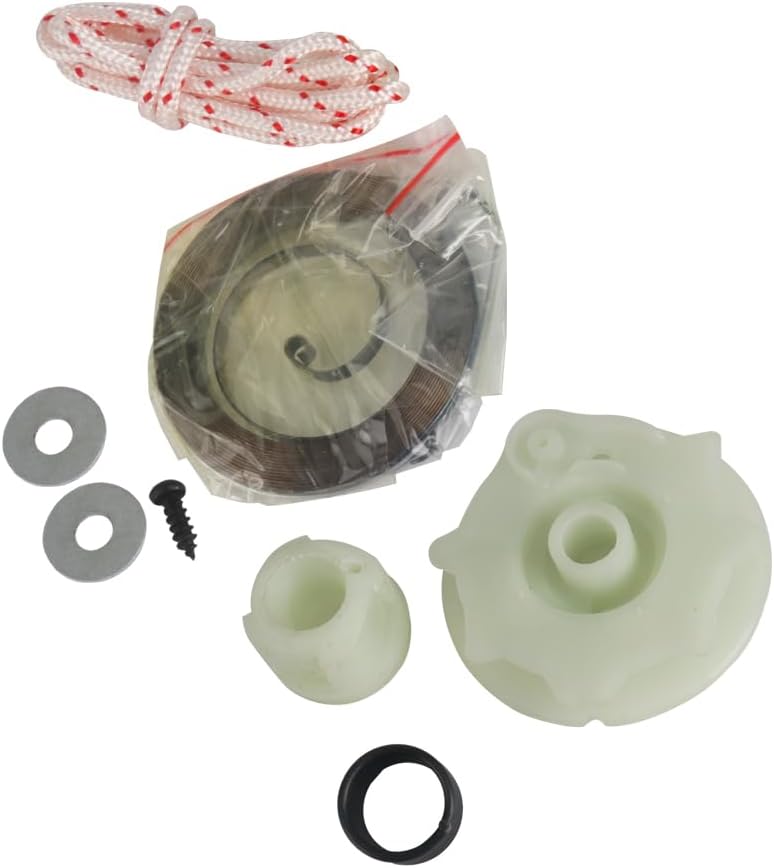 Chainsaw Recoil Starter Pulley Spring Kit Replacement for Poulan PP4218 PP4620AV PPB4018 SM4218AV for Recoil Spring W/Hub, Starter Rope, Bolt w/Washer Replacement Parts for 530071966