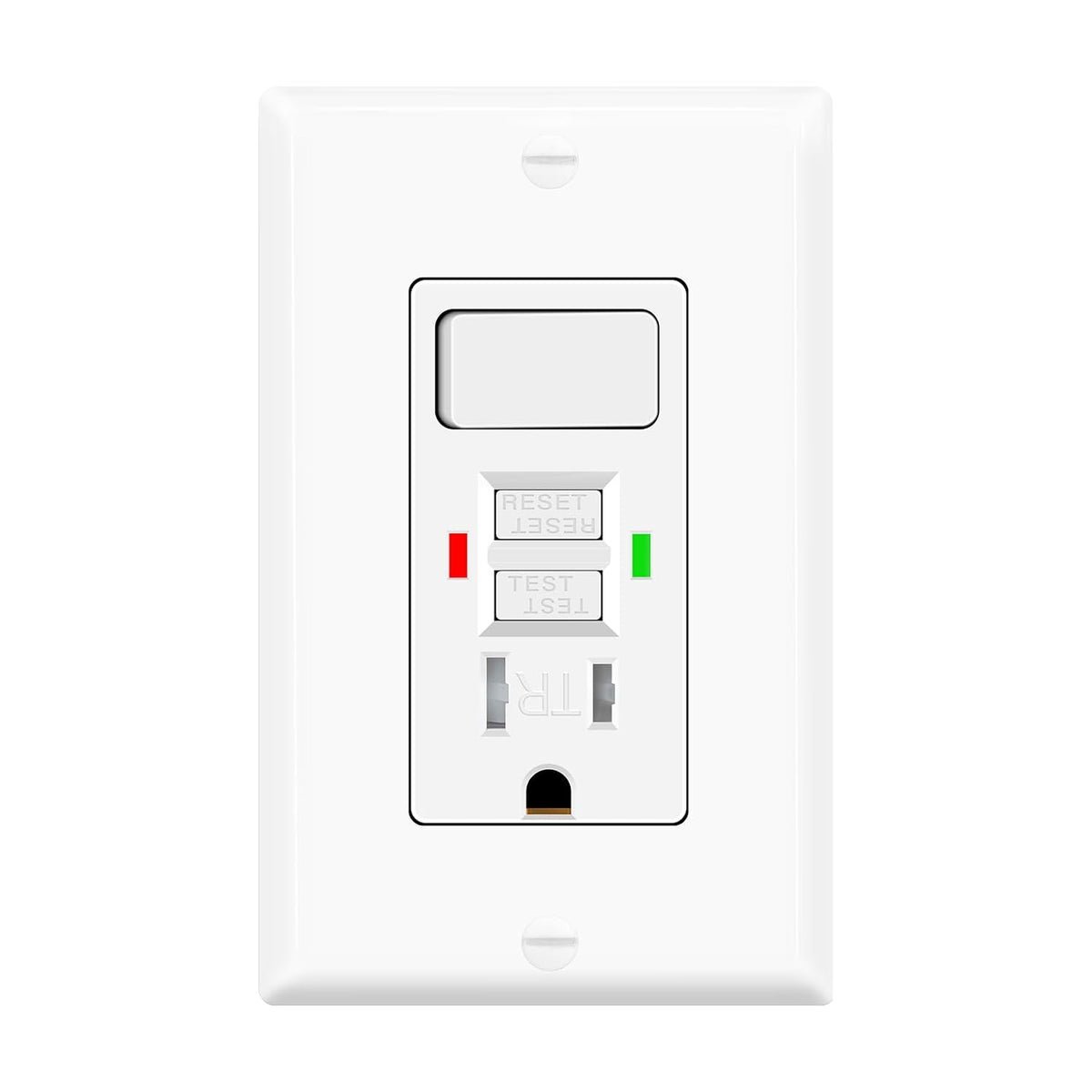 GFCI Outlet Light Switch Combo, 15A Self-Test TR ETL Listed 1 Pack | Tamper-Resistant Ground Fault Circuit