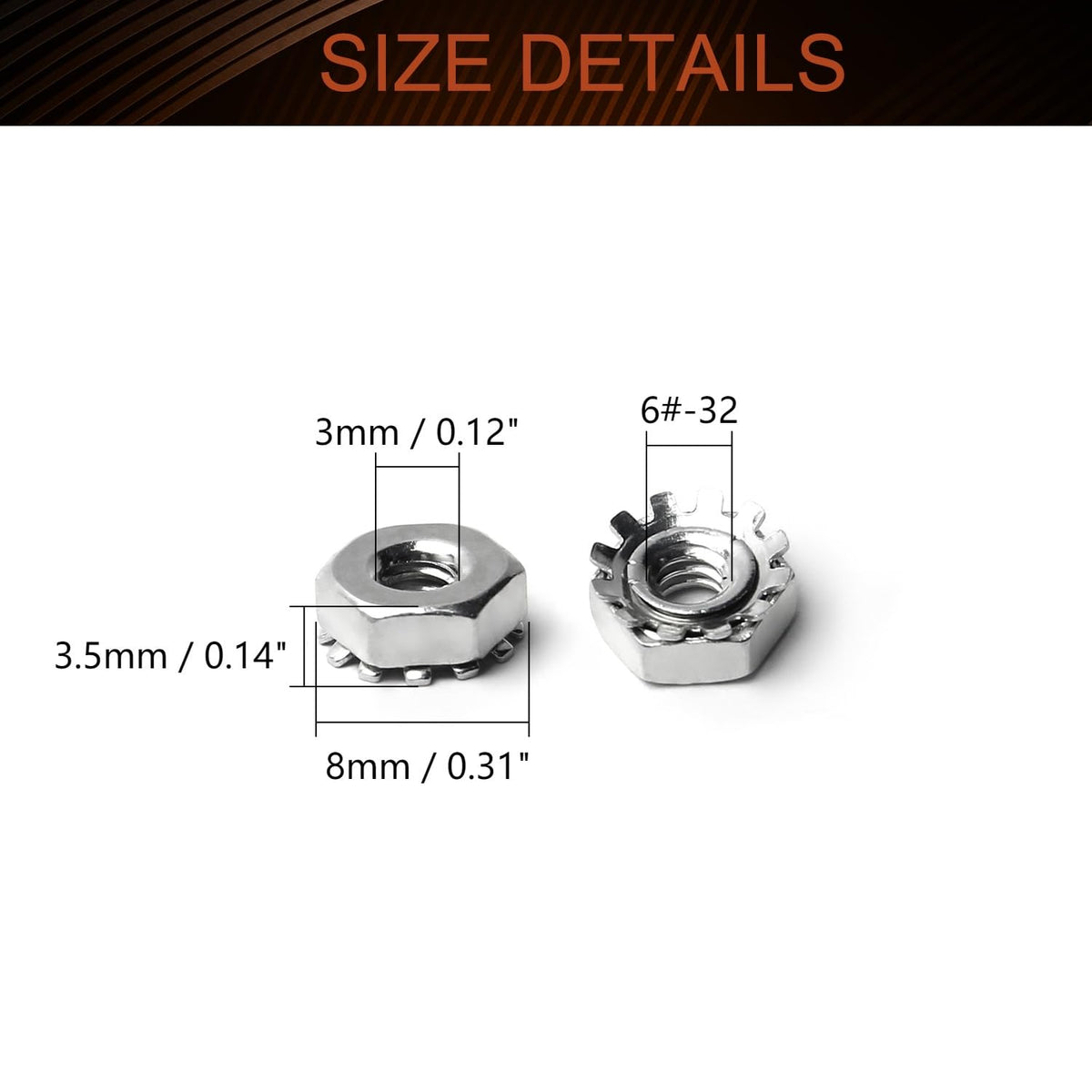 MroMax #6-32 K-Lock Nuts, Keps Nuts, External Tooth Washer Nuts, 100Pcs
