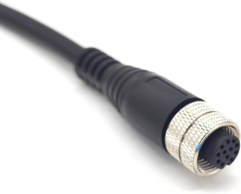 M12 12 Pin Female Connector Cable, A Code Straight Aviation Plug Electrical Cable PVC Industrial Molded Unshielded Cable AWG26（1Meter）