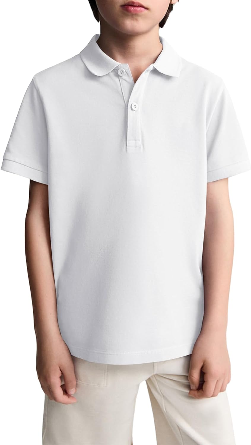 Boys Short Sleeve Pique Polo Shirt School Uniform Shirts for Kids 5-14 Years