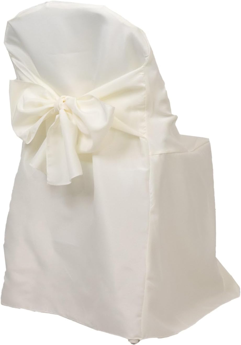 Efavormart 10 Pack Ivory Linen Polyester Folding Chair Covers for Party Dining Chairs Reusable Wedding Chair