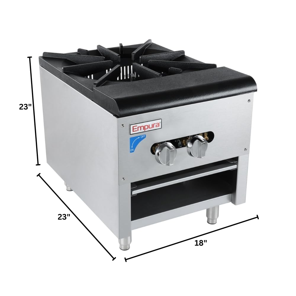 18" Heavy-Duty Natural Gas Stock Pot Stove | Countertop Hot Plate Range for Restaurant Catering | (1) Burner, 110,000