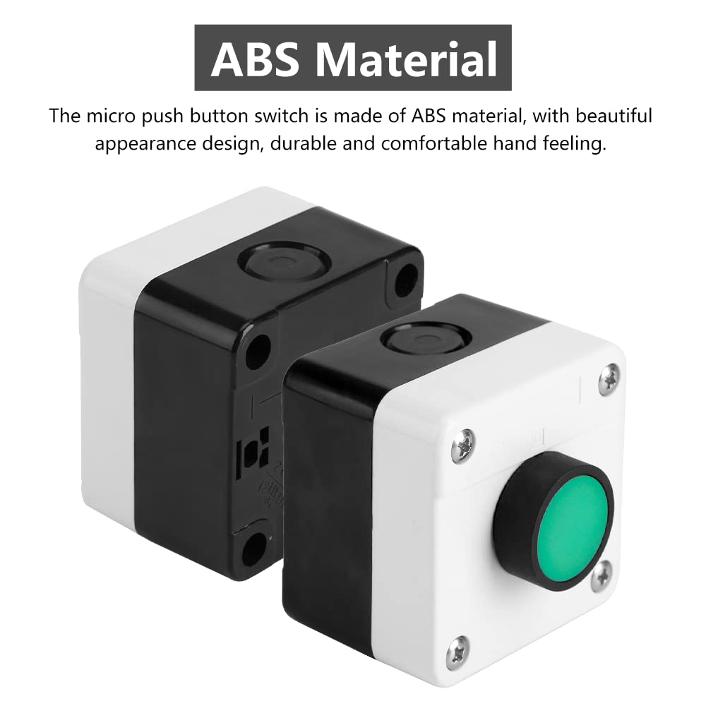 Watris Veiyi Push Button Switch Station Box, ABS Weatherproof Momentary Switch, One Push Button Control Switch, Push Button Starter Switch for Gate Opener