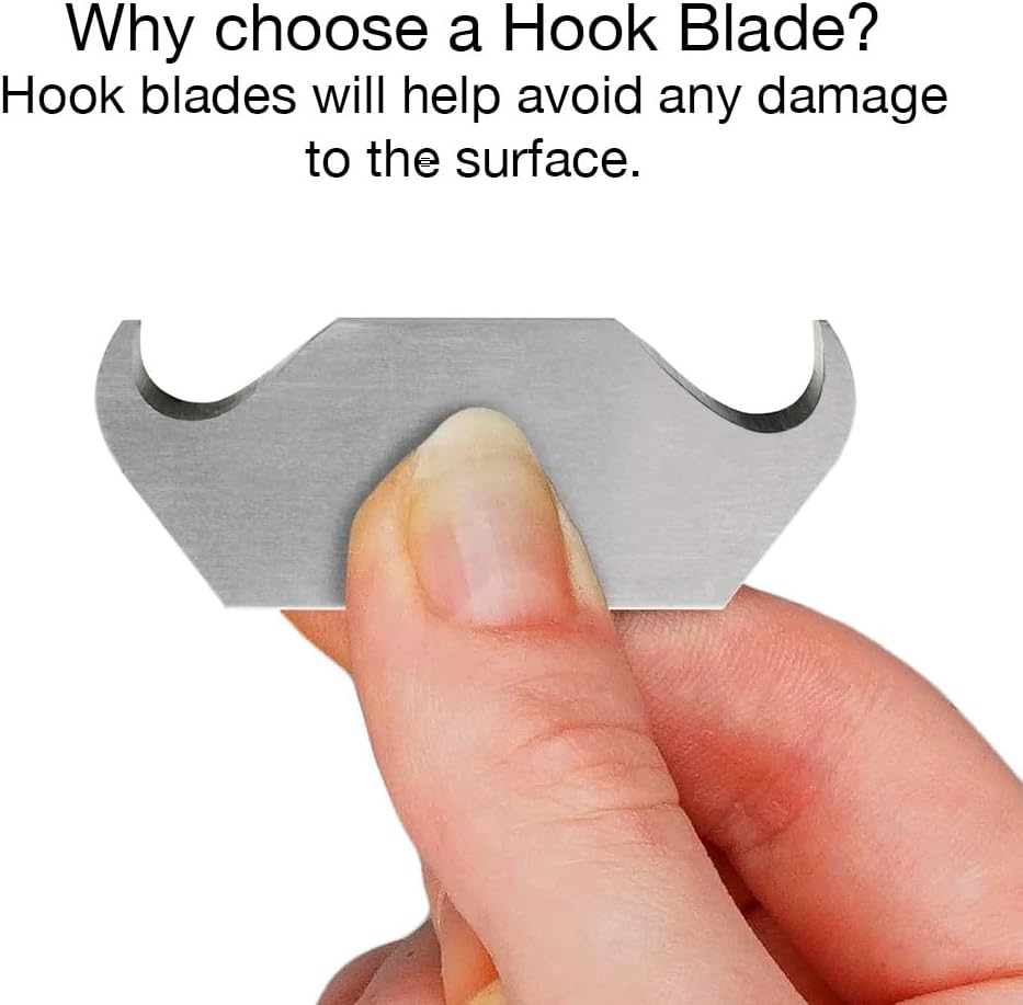 Hook Blade 10 Pack - Utility Knife Hooked Razor Blades in Storage Box - Heavy Duty SK5 Replacement Refills for